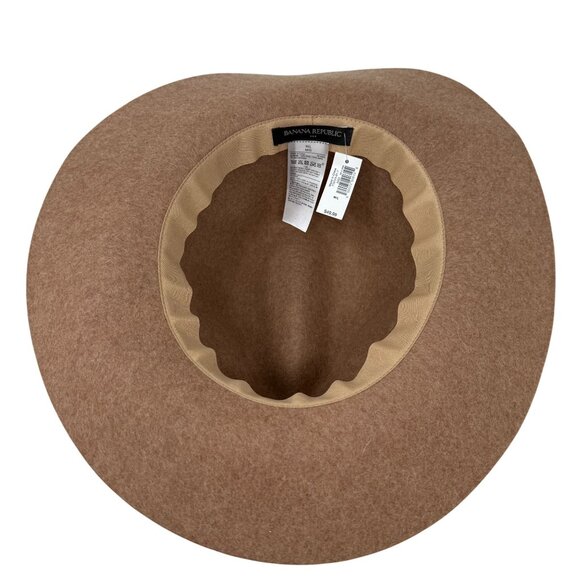 Banana Republic  Factory Wool Felt Fedora Hat M/L Brown Fall Tan Bow Cognac - Picture 6 of 9